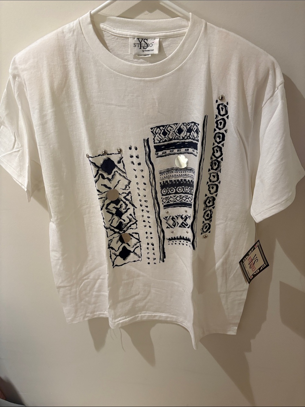 STUDIO White Kids Graphic Tee with Navy Print